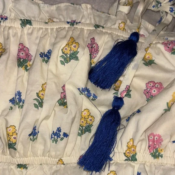 Entro Floral Smock Tank Top with Tassel Tie Straps and Elastic Waist NWOT Size M - Picture 6 of 9
